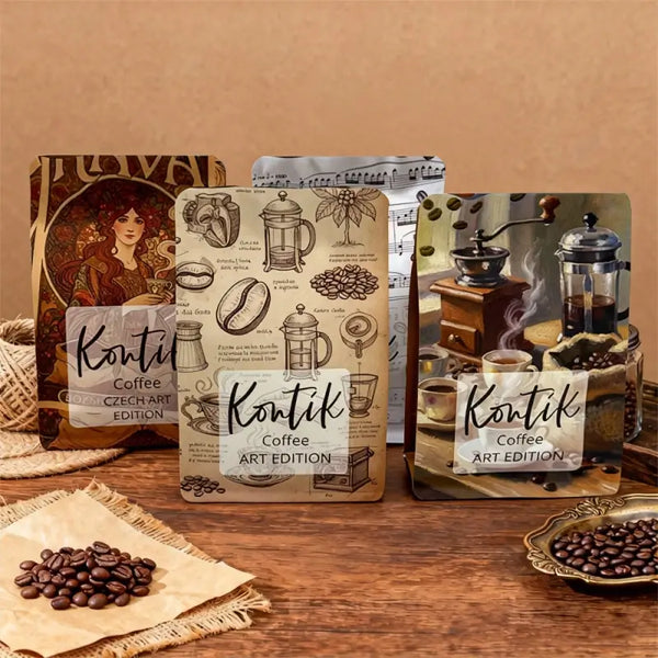 Custom matte coffee bags with valve for Czech coffee brand