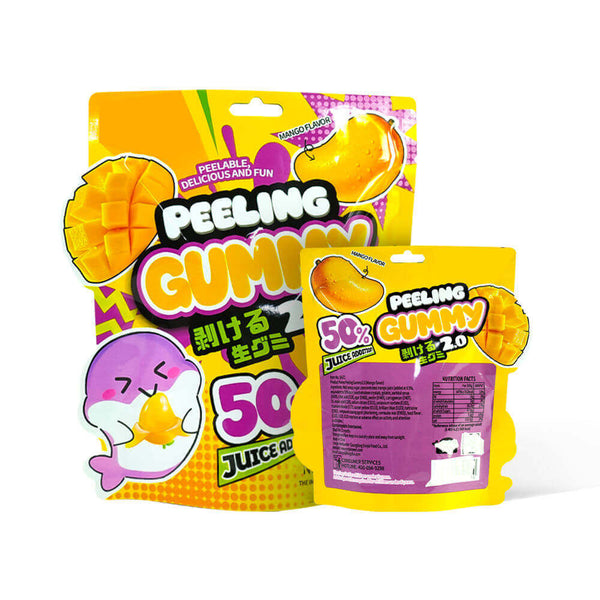 Custom printed resealable food packaging bags for snacks and confectionery.