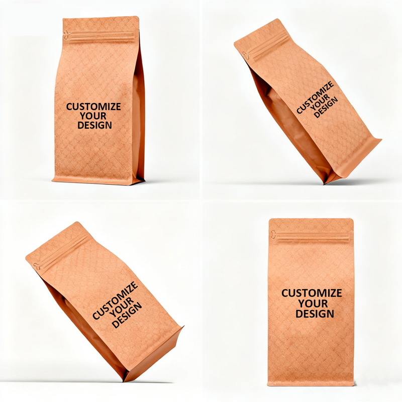 Custom Odor Proof Stand Up Coffee Pouches With Valve and Resealable Zipper for Coffee Packaging