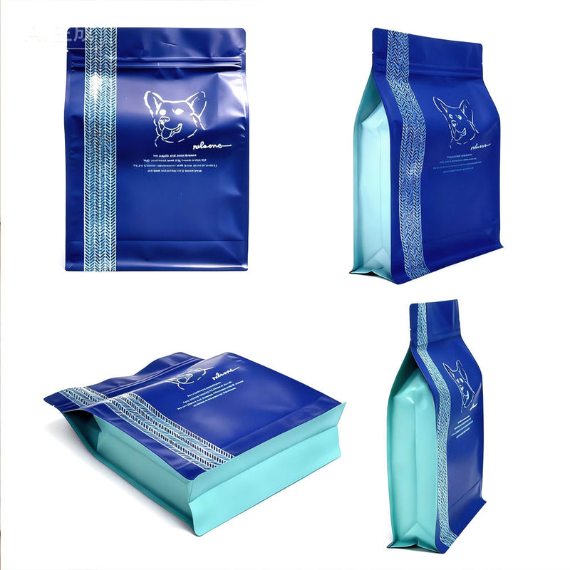 Custom Print with Resealable Zipper 5KG 10KG 15KG 20KG 25KG Plastic Stand up Flat Bottom Pet Dog Food Packaging Bag Pouch