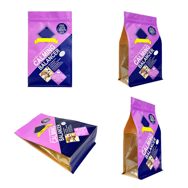 Customized Resealable Flat Bottom Packaging Bag Pet Dog Food Cat Food Stand up Pouch with Transparent Side Window