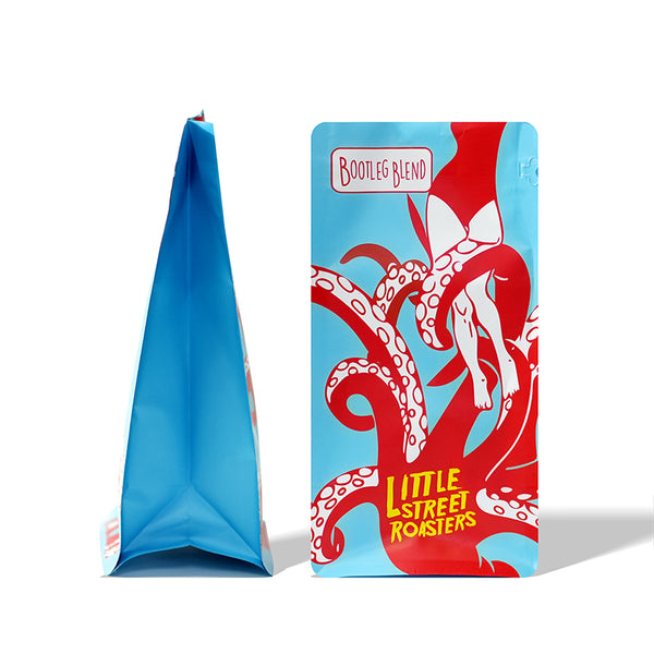 Custom Square Bottom Stand Up Pouch With Zipper Reclosable For Coffee Beans Nuts Seeds Snacks