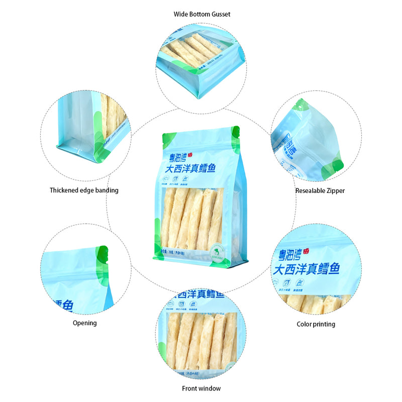 Custom Food Moisture Proof PE Ziplock Pouch Flat Bottom Packaging Bags for Fish Shrimp Beef Freeze dried Packaging Bag