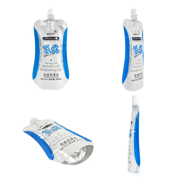Front and back view of custom liquid spout pouch packaging