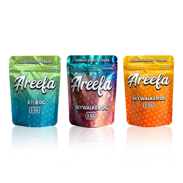 3.5g mylar bag packaging with digital printing and resealable zipper