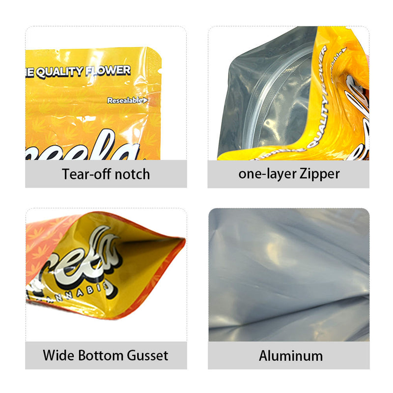 Hot Selling Digital Printing Smell Proof Stand up Pouch 3.5 Mylar Bag Packaging for Edible Gummy