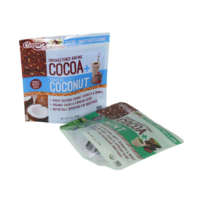 Aluminum foil zipper pouch for food and coffee packaging back view