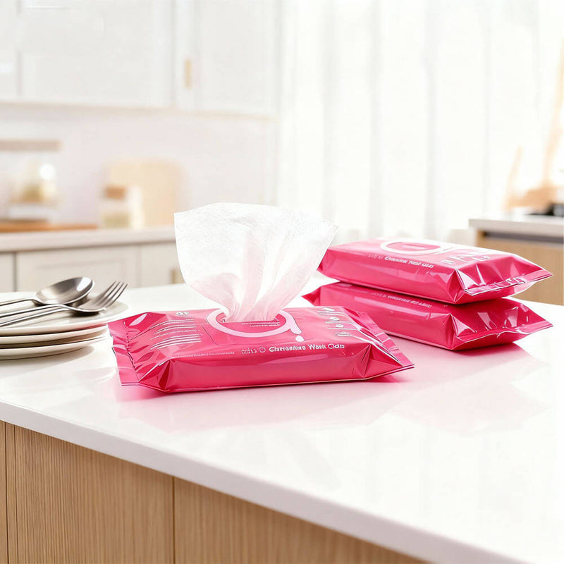 household wet wipes pouch with resealable zipper opening