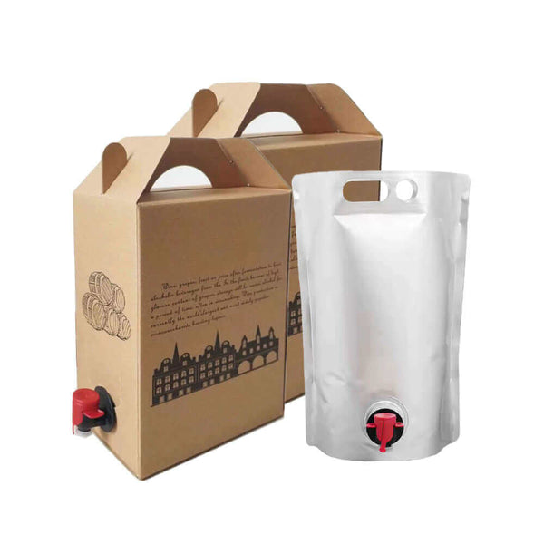 Custom bag in box spout packaging with valve and handle box