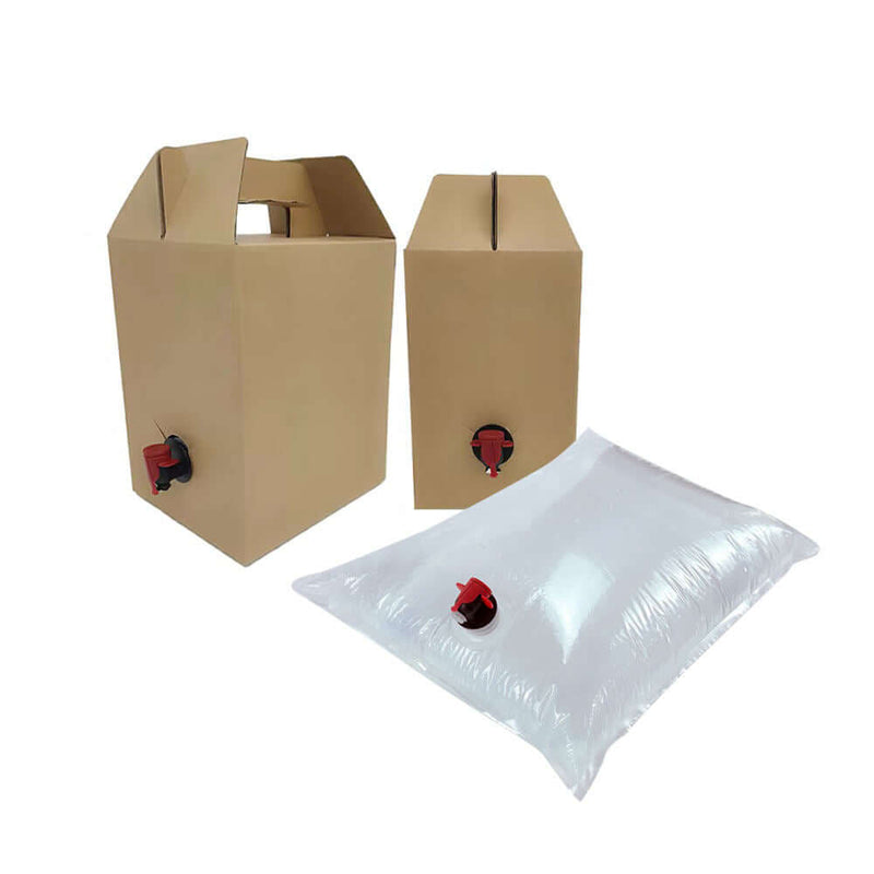 Bag in box solution with liquid pouch and valve for wine industry use