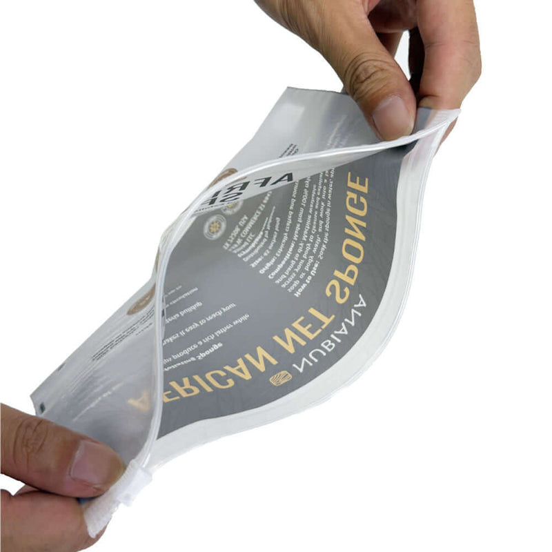 clear zipper packaging bag for african net sponge retail display