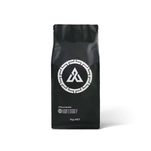 Black flat bottom coffee packaging bag with zipper front view