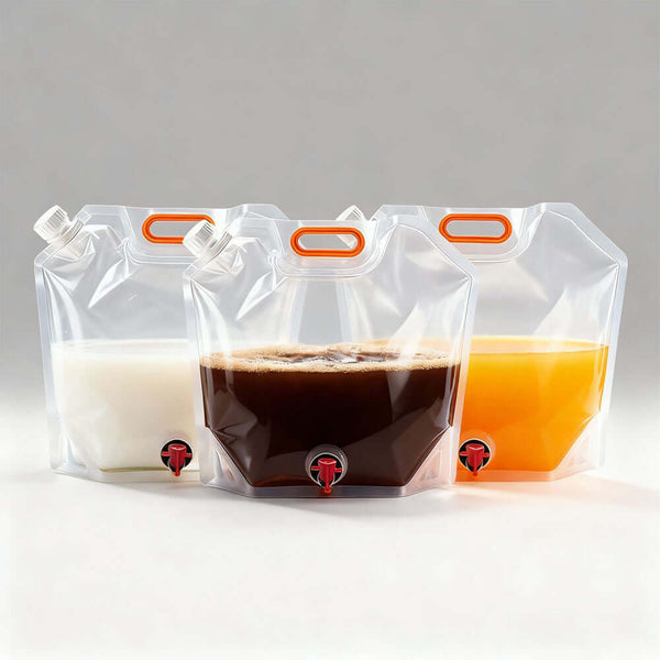 Collapsible BPA free water spout pouch with handle for beverages