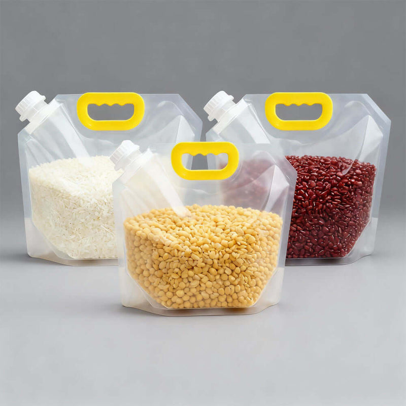 Clear collapsible water pouch with spout and handle BPA free