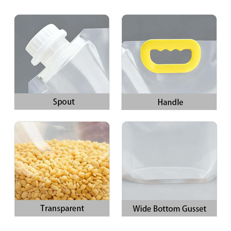 Collapsible water spout pouches in multiple sizes for beverage packaging