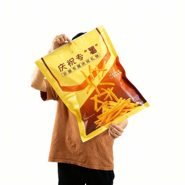 Large custom aluminum foil ziplock pouch for snack packaging