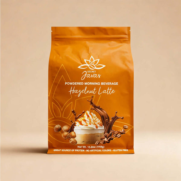 Coffee mylar ziplock pouch displayed on table scene