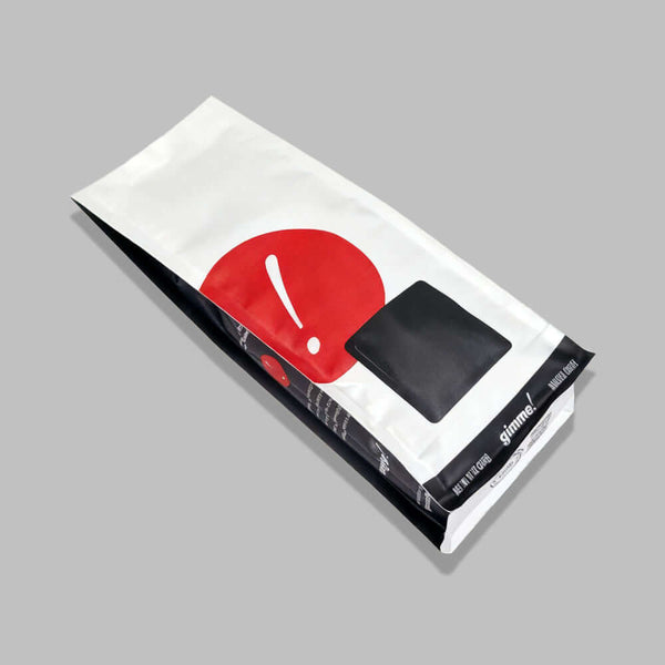 custom printed coffee bag with valve side gusset view