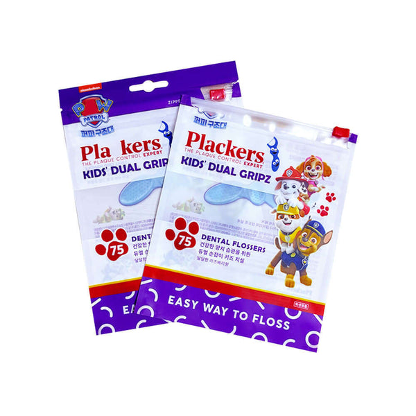 Kids dental floss zipper packaging bags with cartoon printing and clear window