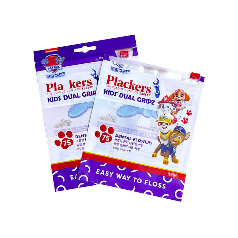 Kids dental floss zipper packaging bags with cartoon printing and clear window