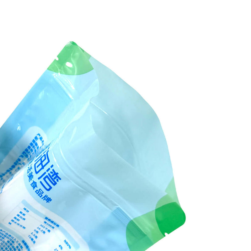 Bottom structure of flat bottom PE ziplock pouch for frozen packaging