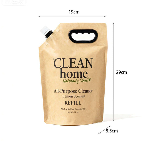 Kraft paper stand up spout pouch with handle, 19 x 29 x 8.5 cm size