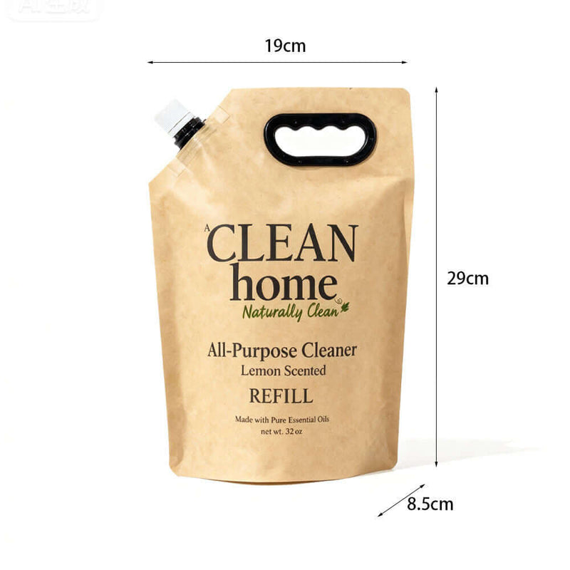 Kraft paper stand up spout pouch with handle, 19 x 29 x 8.5 cm size