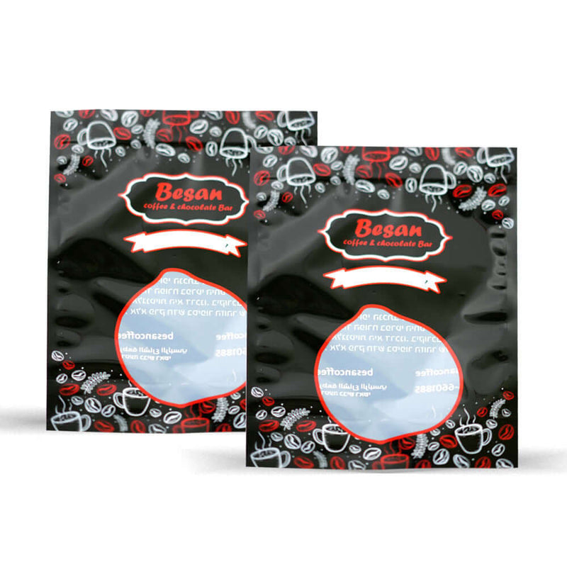 custom mylar window stand up pouch front view