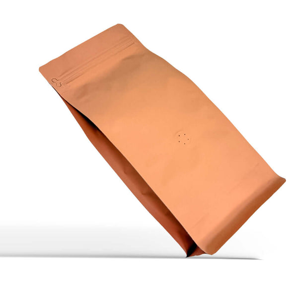 flat bottom odor proof coffee pouch with valve and zipper lying down