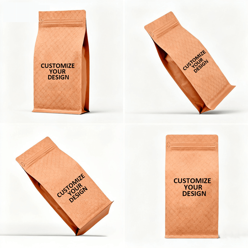 custom design stand up coffee pouch mockup with valve and zipper