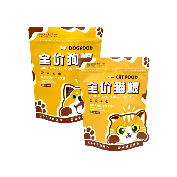 Custom printed stand up pet food ziplock packaging bag with cartoon design
