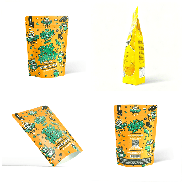 custom printed food grade stand up pouch side view with resealable zipper