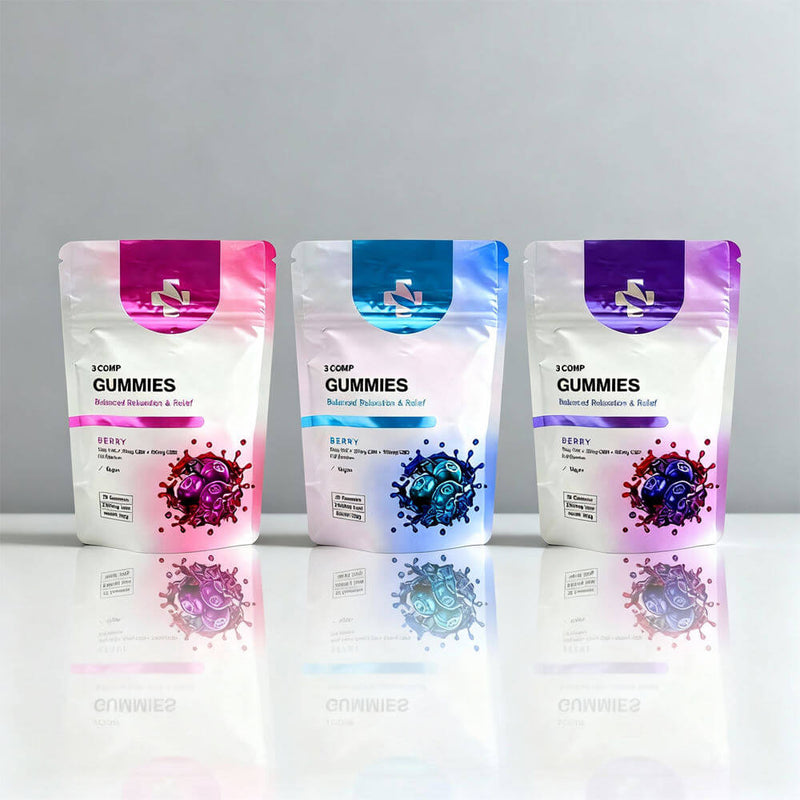 Custom child resistant mylar stand up pouch for gummy candy packaging