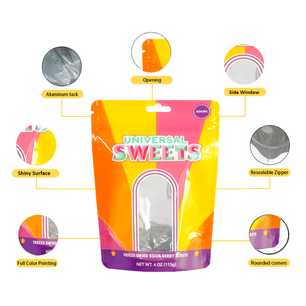 Custom clear window packaging pouch with flat bottom