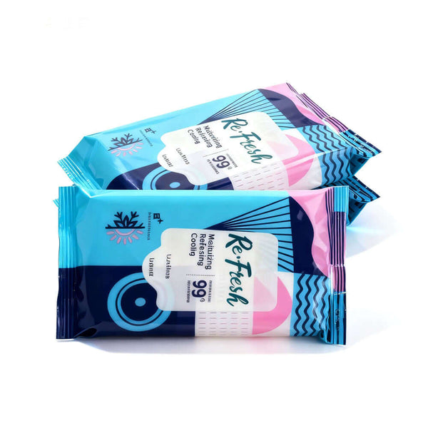 sealed wet wipes plastic packaging pouch isolated white