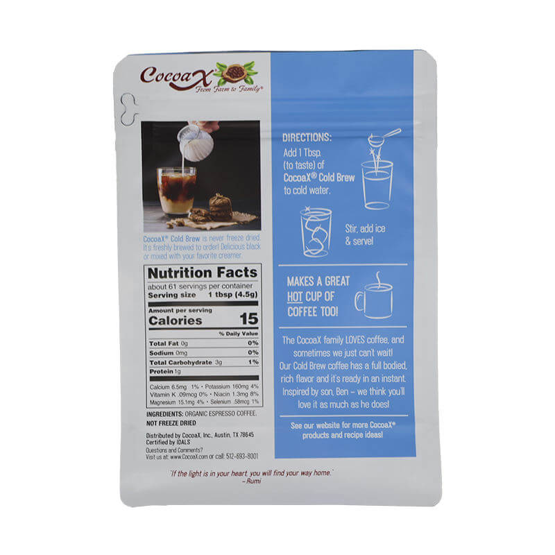 Eight sided aluminum foil coffee bag with valve back view