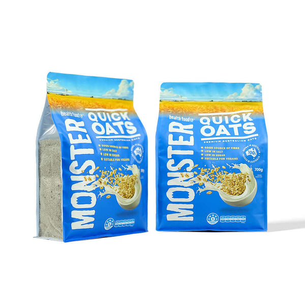 custom cereal packaging bag with zipper and easy tear back view