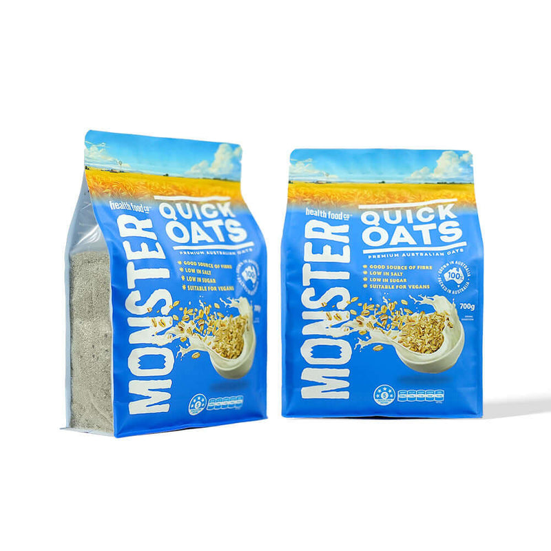 custom cereal packaging bag with zipper and easy tear back view