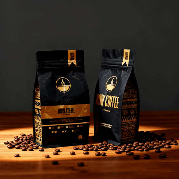 custom 500g flat bottom coffee bag with valve front view