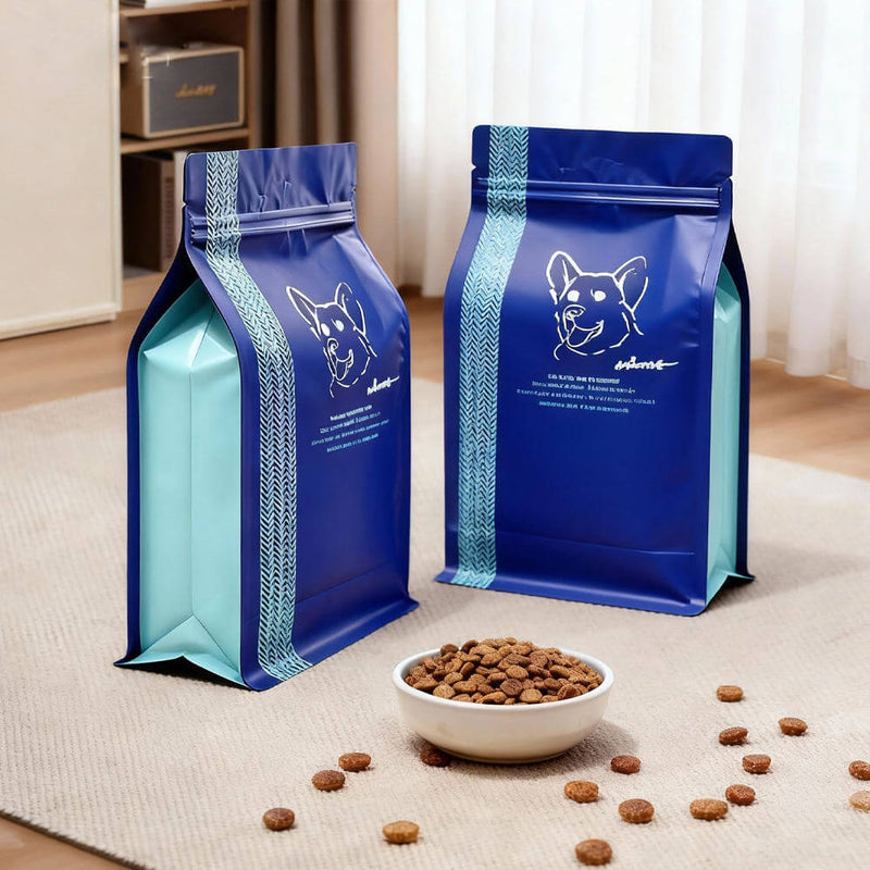 Stand up dog food packaging pouch with side gusset structure