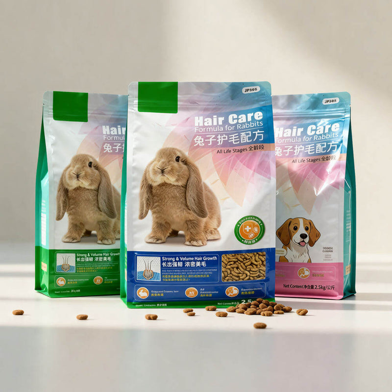 custom printed pet food flat bottom pouch display