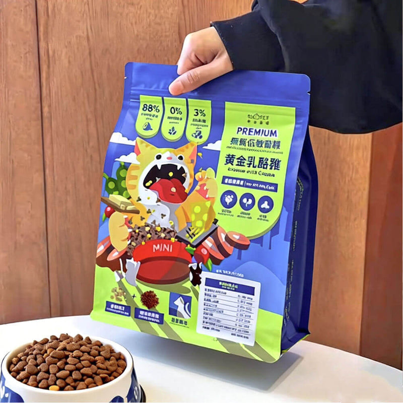 resealable zipper flat bottom pet food packaging bag