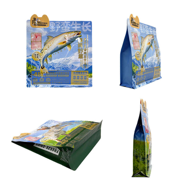 cat food flat bottom stand up zipper bag packaging