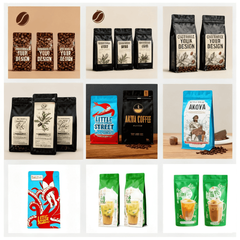 food grade flat bottom coffee bag custom design