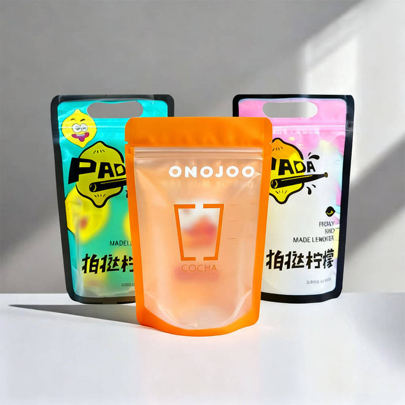 Frosted clear zipper pouch with digital printing front view