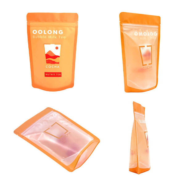 Resealable zipper frosted packaging bag side view