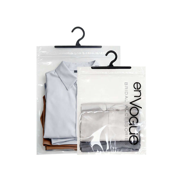 resealable frosted ziplock t shirt packaging bag with hanger hole