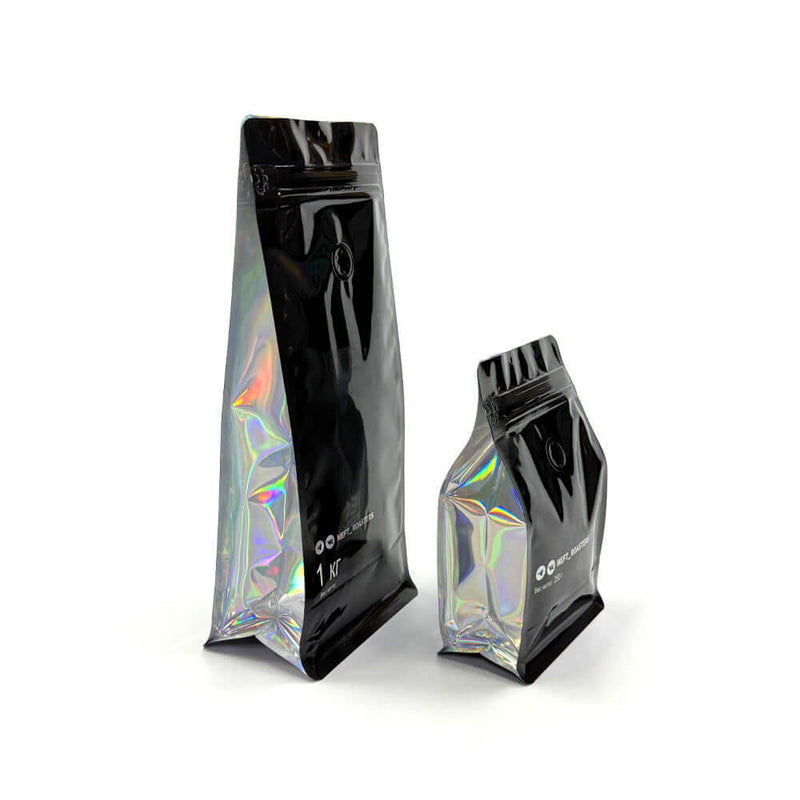 Reusable holographic zipper pouch for coffee and tea bags
