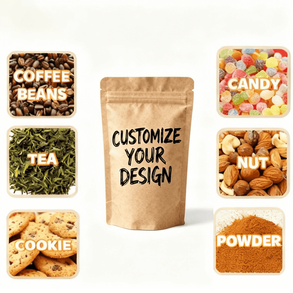 Brown kraft zipper food packaging pouch with window