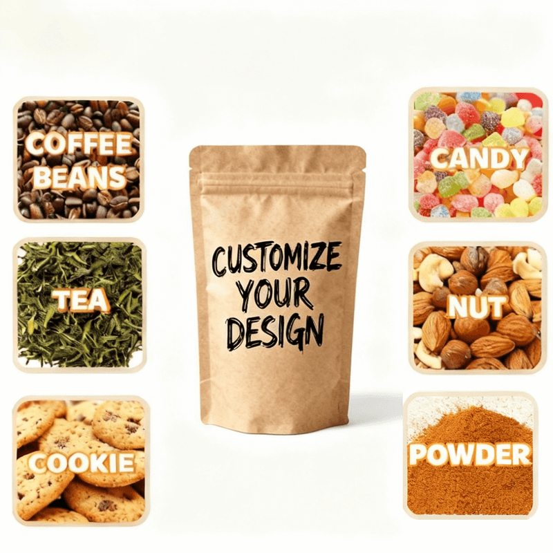 Brown kraft zipper food packaging pouch with window